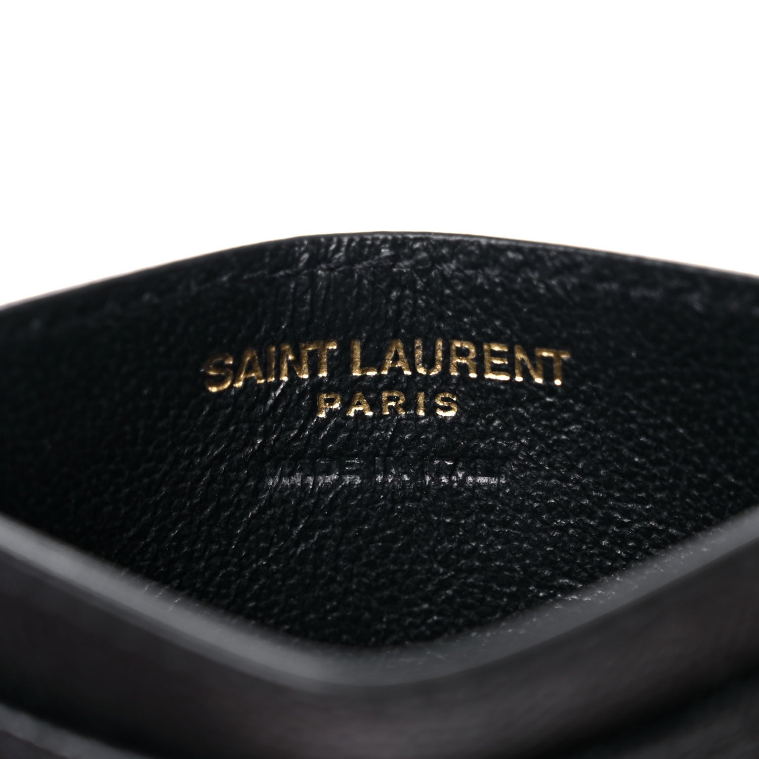 Saint Laurent Grain De Poudre Matelasse Chevron Monogram Credit Card Case Black 6 of 8
