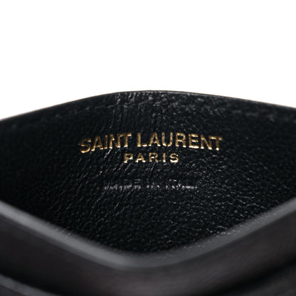 Saint Laurent Grain De Poudre Matelasse Chevron Monogram Credit Card Case Black 6 of 8
