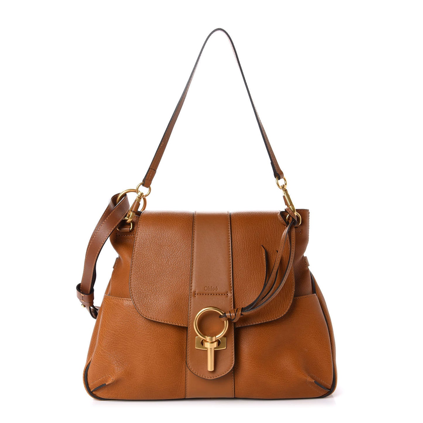 Grained Lambskin Medium Lexa Shoulder Bag Mustard Brown
