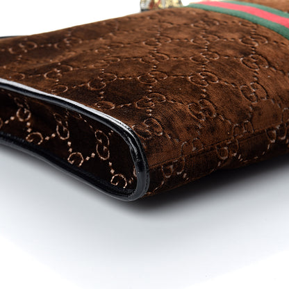 Gucci Velvet GG Monogram Large Rajah Chain Tote Brown 7 of 8