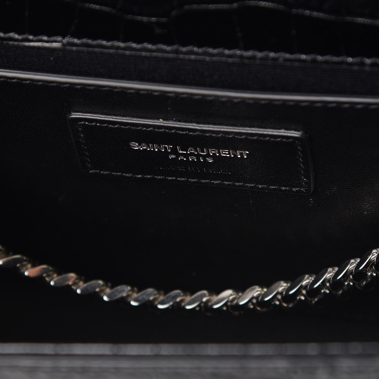 Saint Laurent Calfskin Crocodile Embossed Medium Classic Monogram Kate Tassel Satchel Black 7 of 8