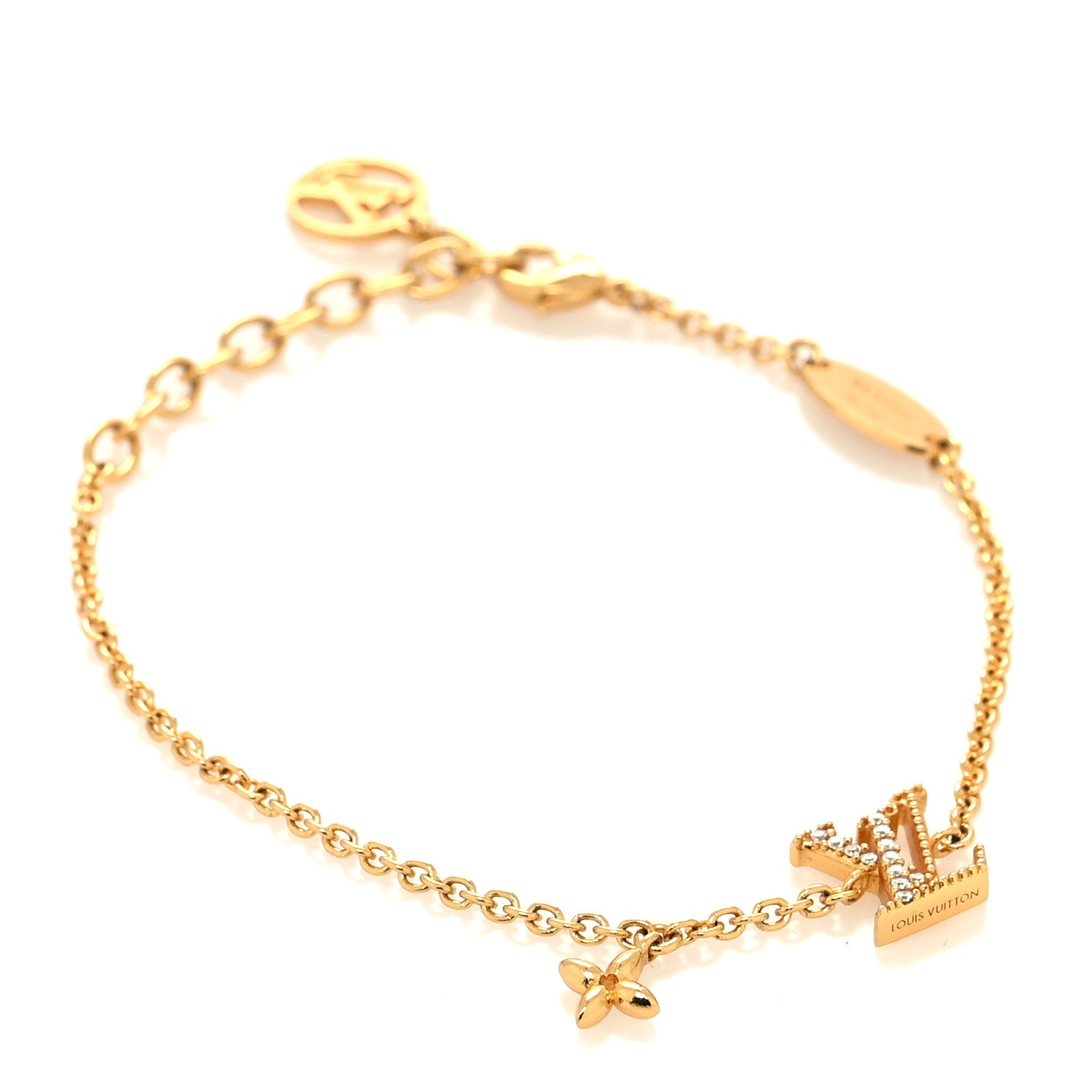 Louis Vuitton Metal Crystal LV Iconic Bracelet Gold 1 of 7