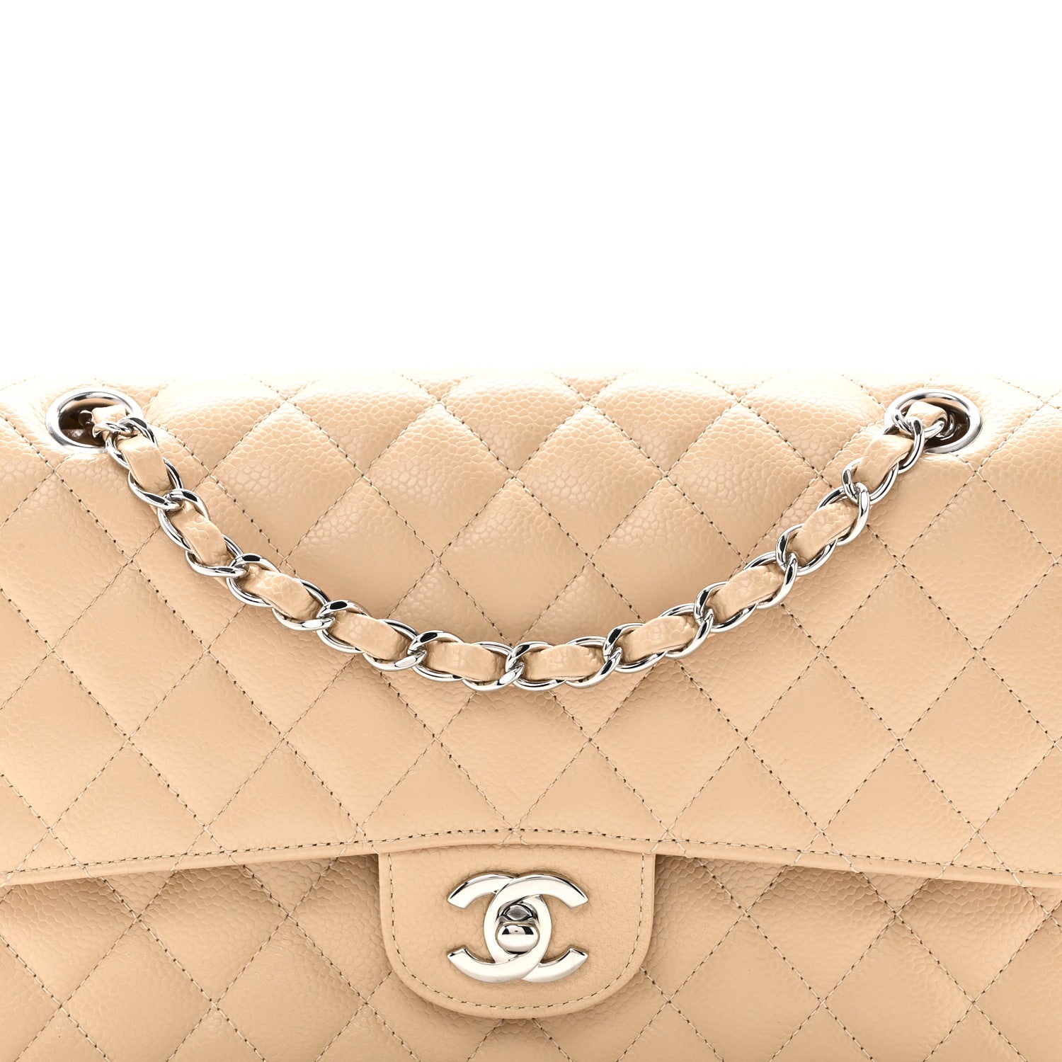 Chanel Caviar Quilted Medium Double Flap Beige 8 of 10