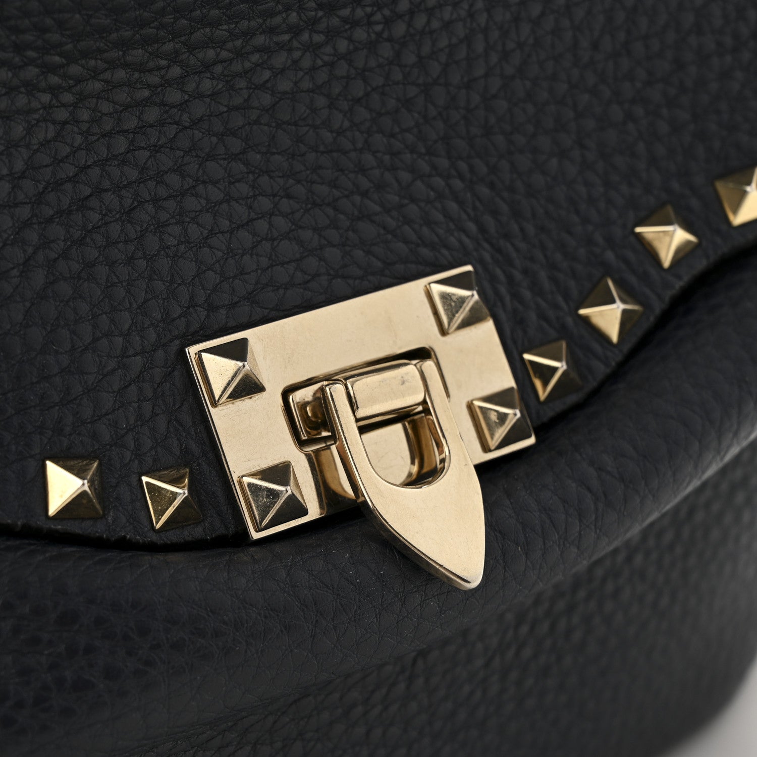 Valentino Garavani Pebbled Calfskin Rockstud Flip Lock Flap Messenger Satchel Marine 13 of 16