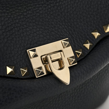 Valentino Garavani Pebbled Calfskin Rockstud Flip Lock Flap Messenger Satchel Marine 13 of 16