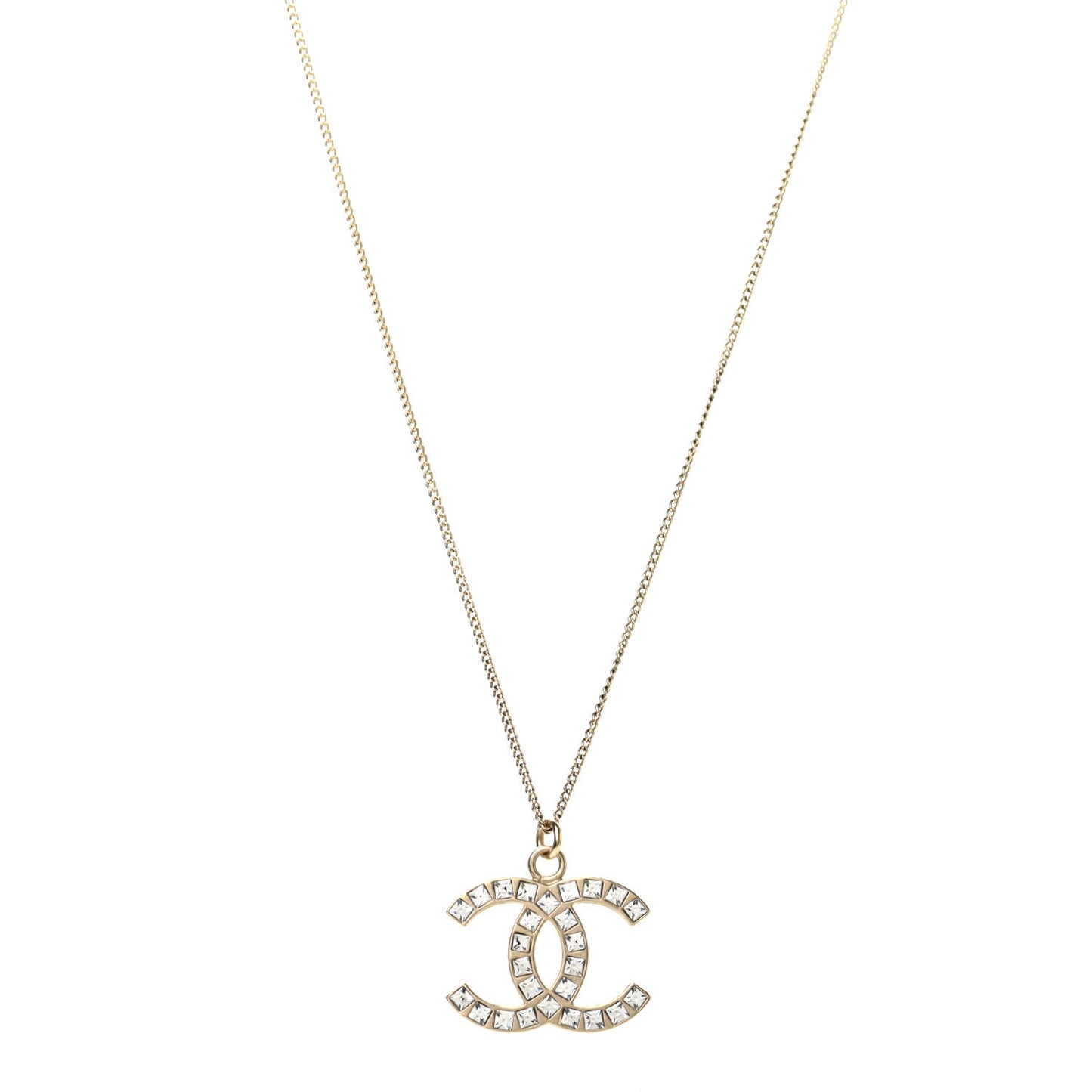 Baguette Crystal CC Necklace Gold