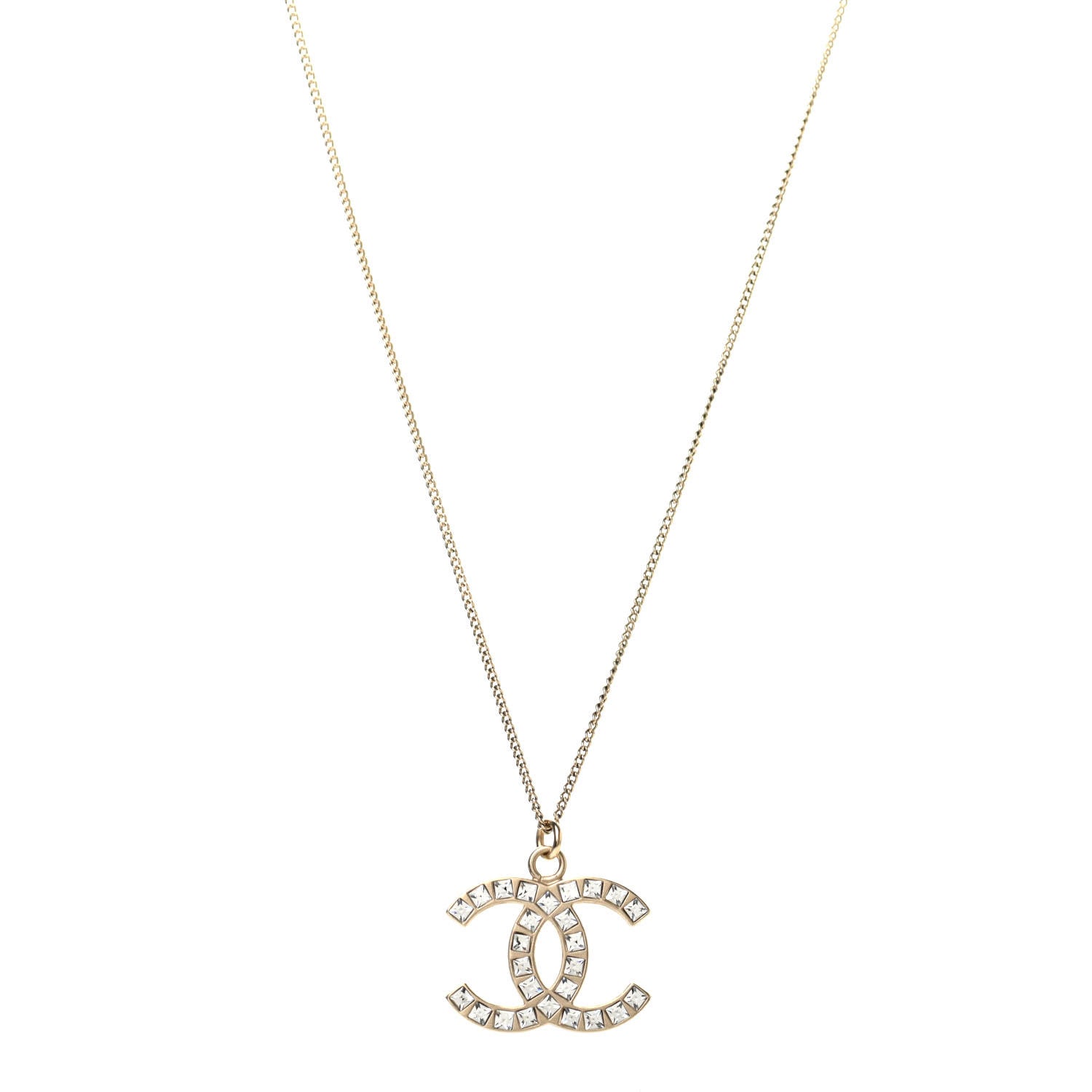 Chanel Baguette Crystal CC Necklace Gold 1 of 5
