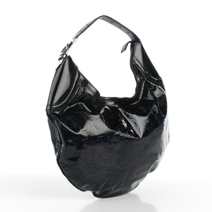Gucci Patent Calfskin Horsebit Embossed Glam Hobo Navy 5 of 11