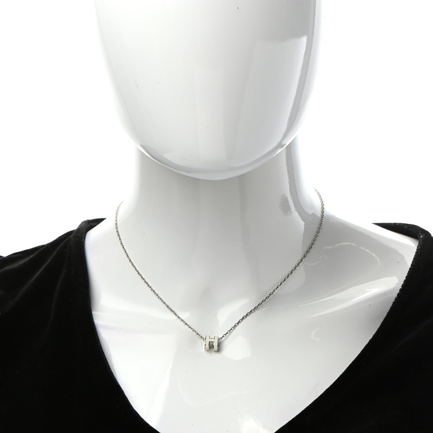 Lacquered Palladium Mini Pop H Pendant Necklace White