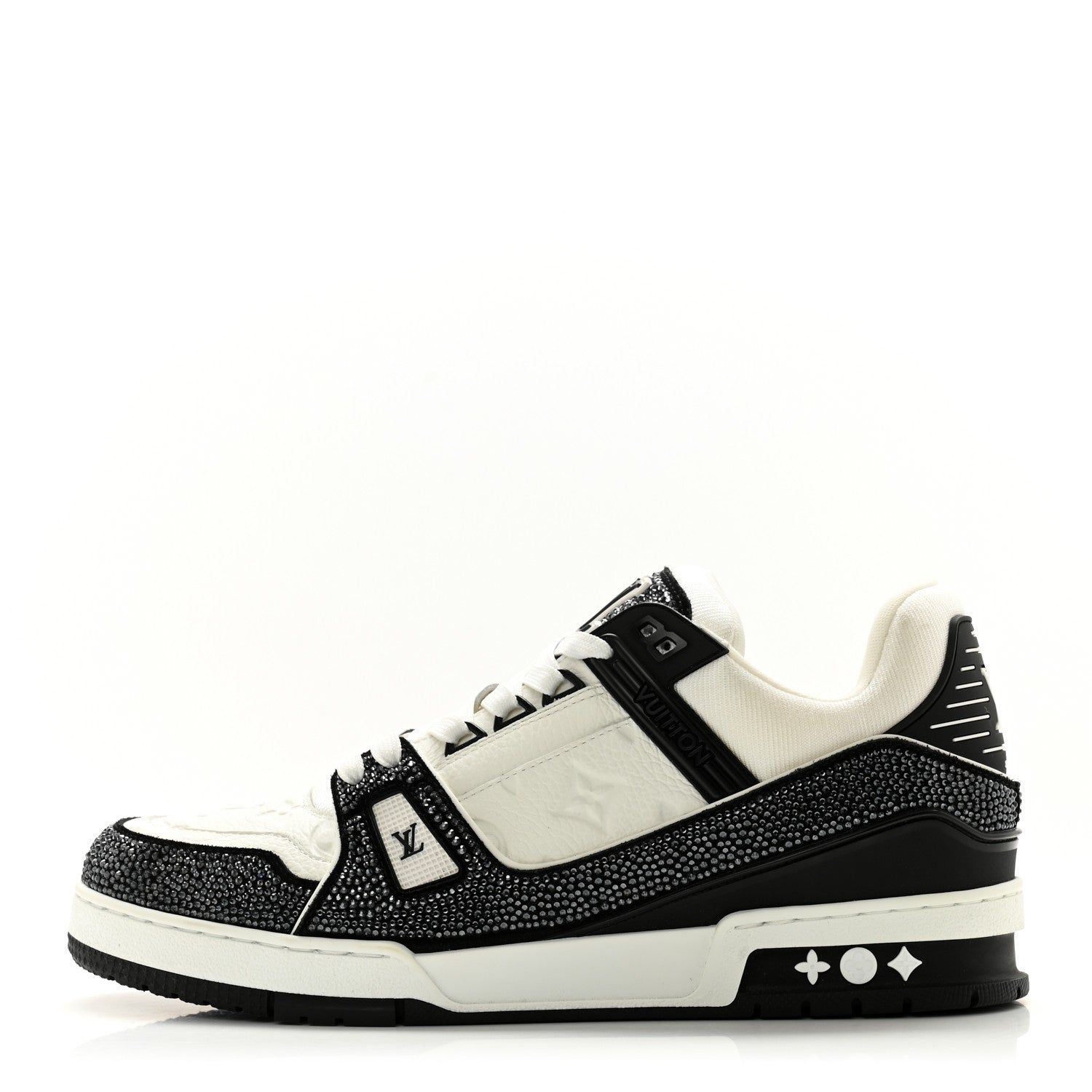 Louis Vuitton Calfskin Monogram Crystal Mens LV Trainer Sneakers 9.5 Black 1 of 9