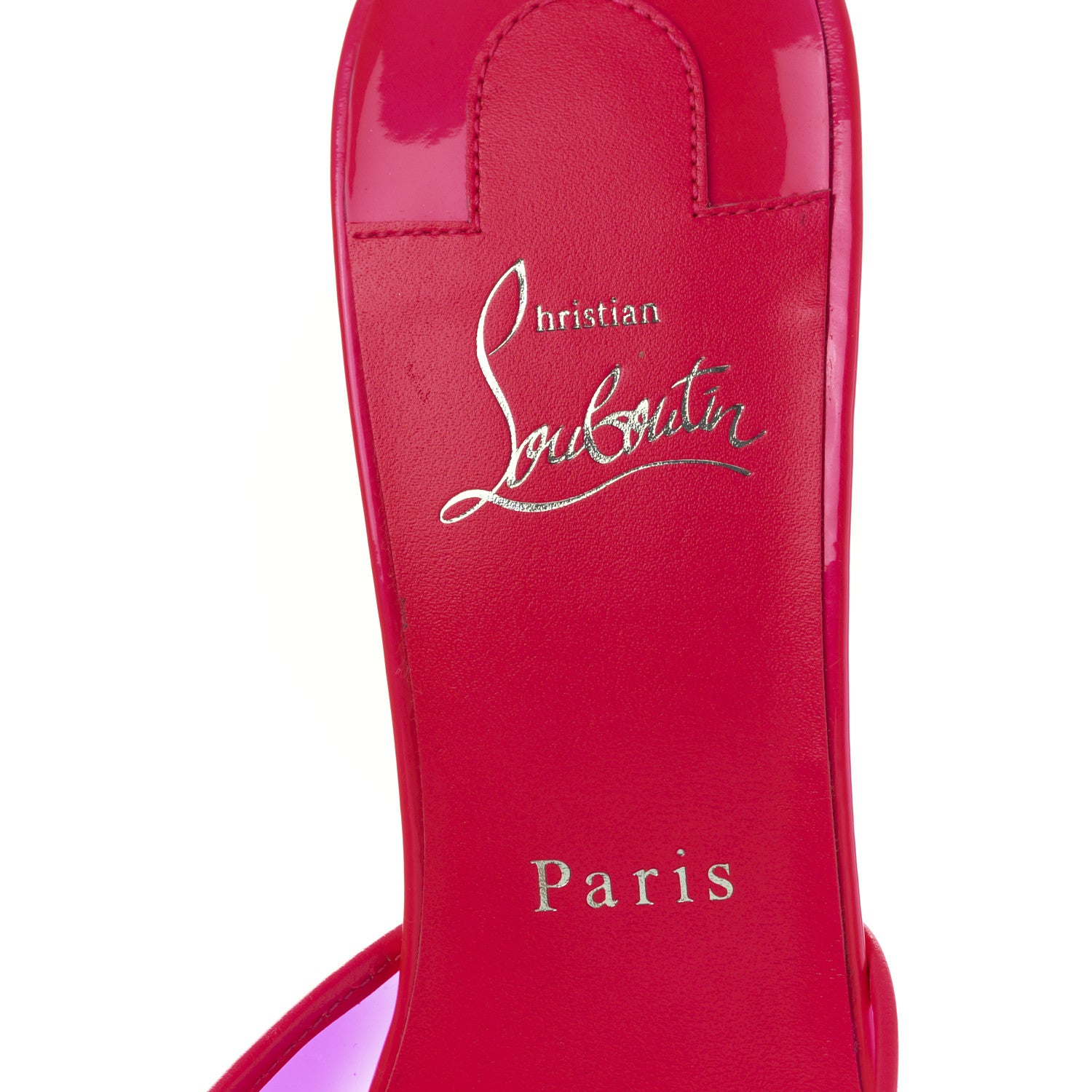 Christian Louboutin Patent Iridescent Spike 85 Slide Sandals 40 Fluo Pink 7 of 8
