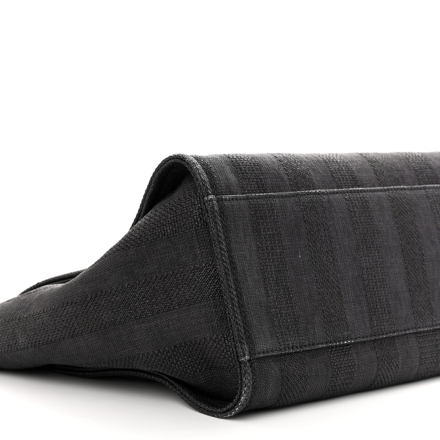 Mixed Fibers Calfskin Striped Medium Deauville Tote Black