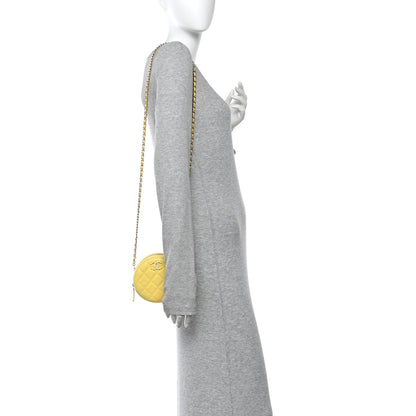 Chanel Caviar Quilted Gripoix CC Round Clutch With Chain Yellow 2 of 10