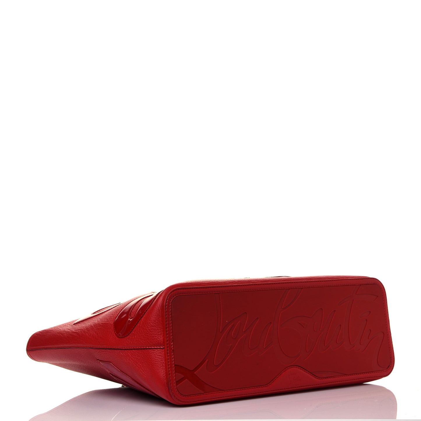 Calfskin Patent Logo Spikes East West Cabata Tote Red