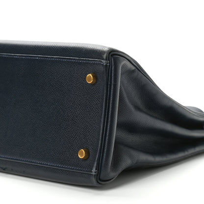 Hermes Courchevel Kelly Retourne 35 Bleu Marine 8 of 15