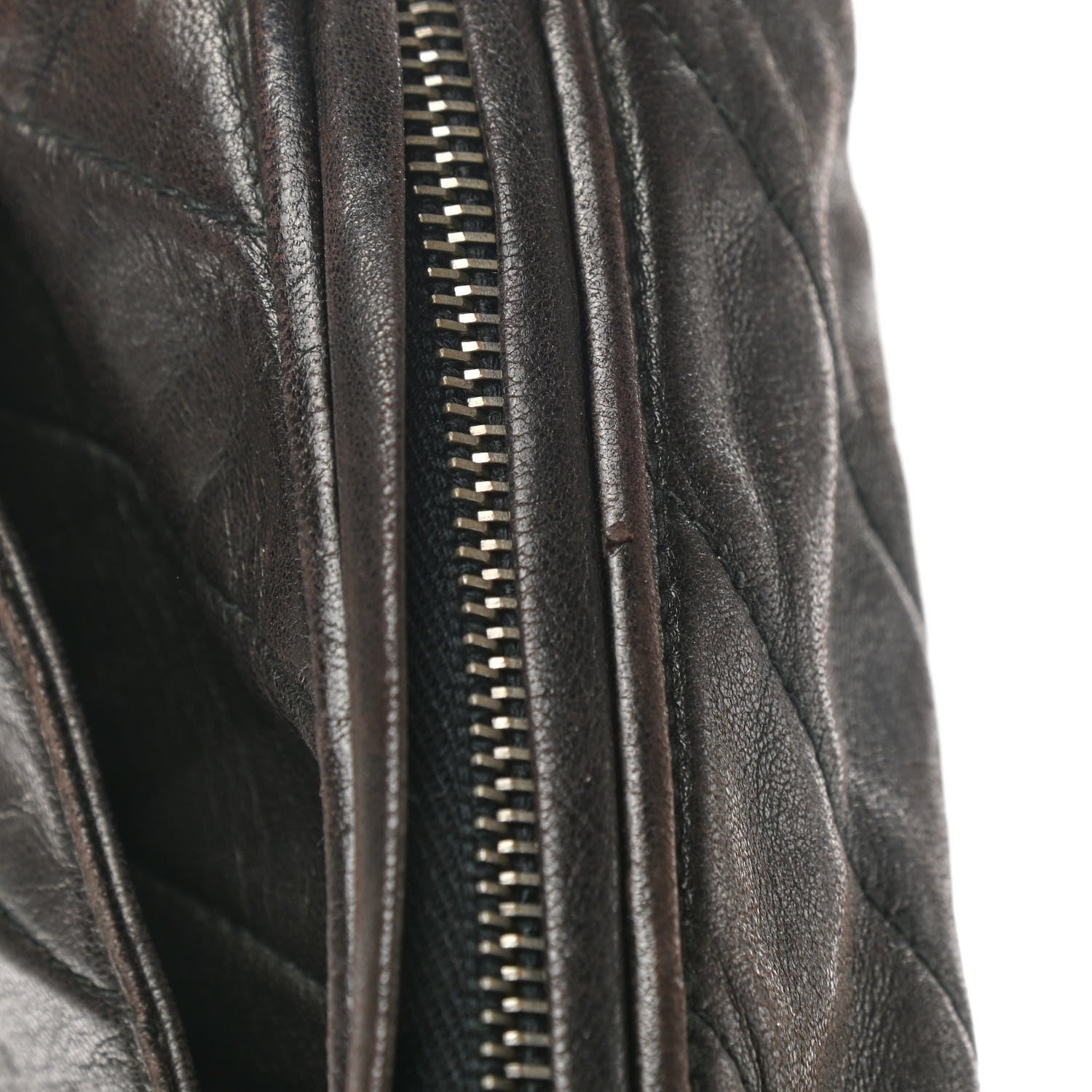 Chanel Lambskin Chevron Quilted Tassel Camera Case Brown 10 of 10