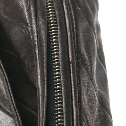 Chanel Lambskin Chevron Quilted Tassel Camera Case Brown 10 of 10