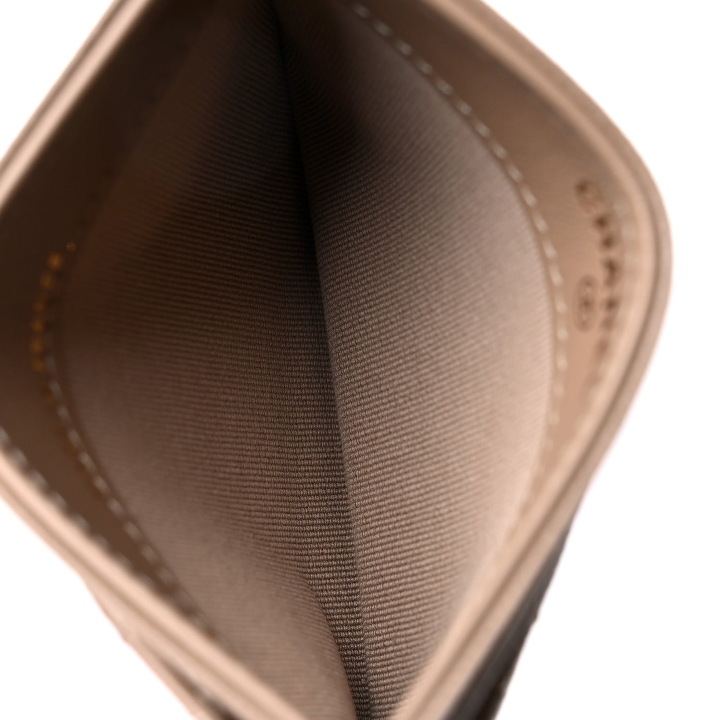 Caviar Quilted Card Holder Dark Beige