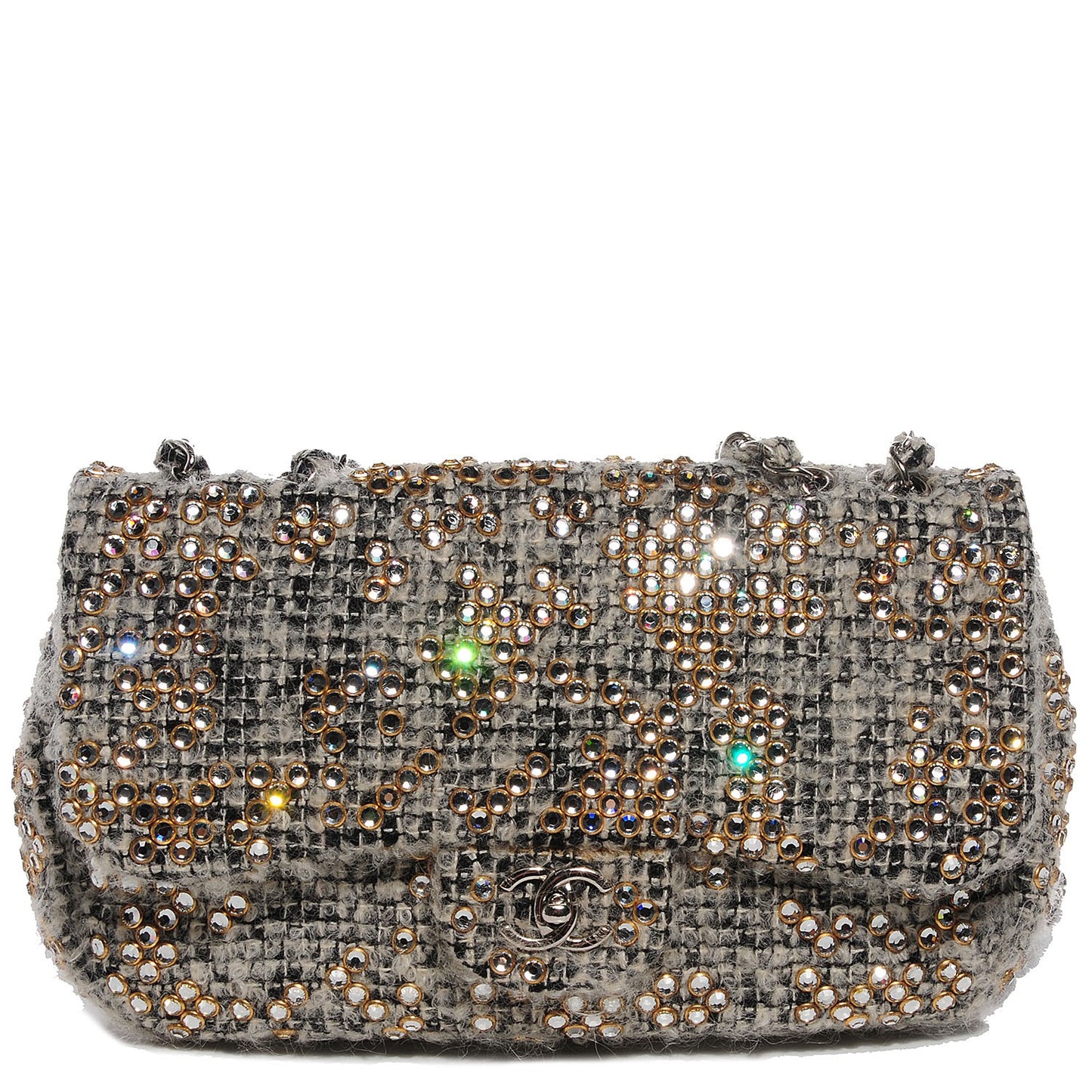 Mohair Swarovski Crystal Jumbo Flap Grey