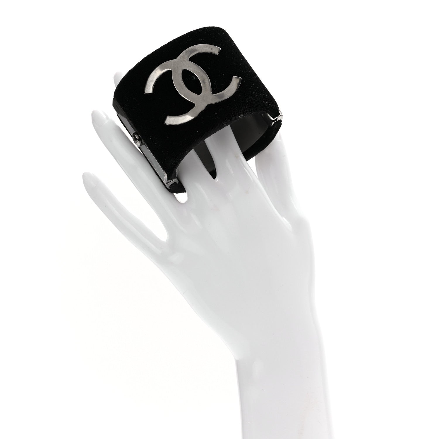 Chanel Velvet CC Wide Cuff Black 2 of 6