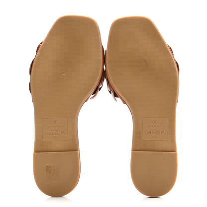 Valentino Garavani Calfskin Atelier 03 Rose Edition Slide Sandals 39 Cuoio 5 of 8