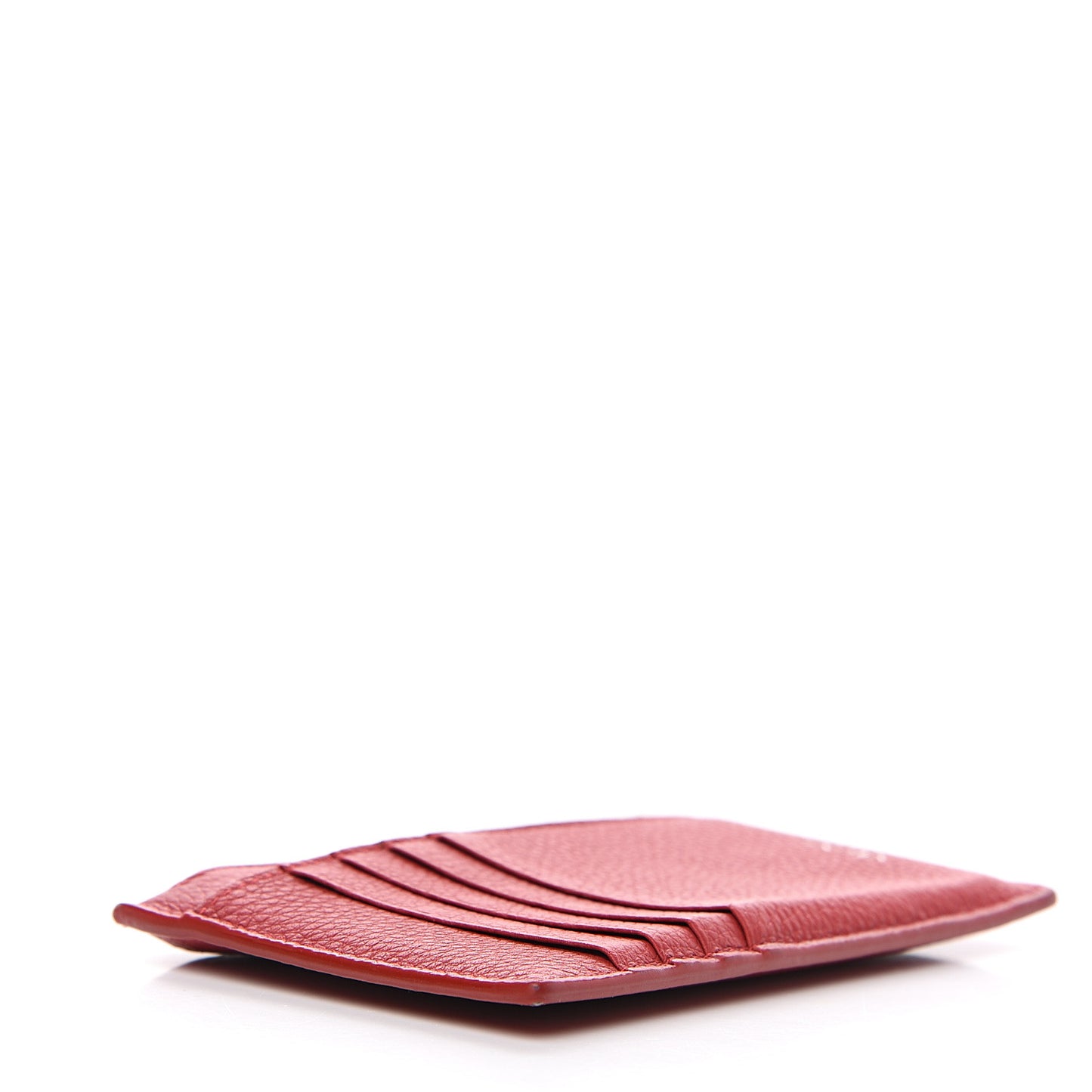 Grained Calfskin Zipped Card Holder Red