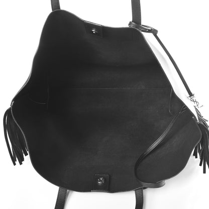Saint Laurent Calfskin Large Fringe Shopping Tote Black 6 of 10
