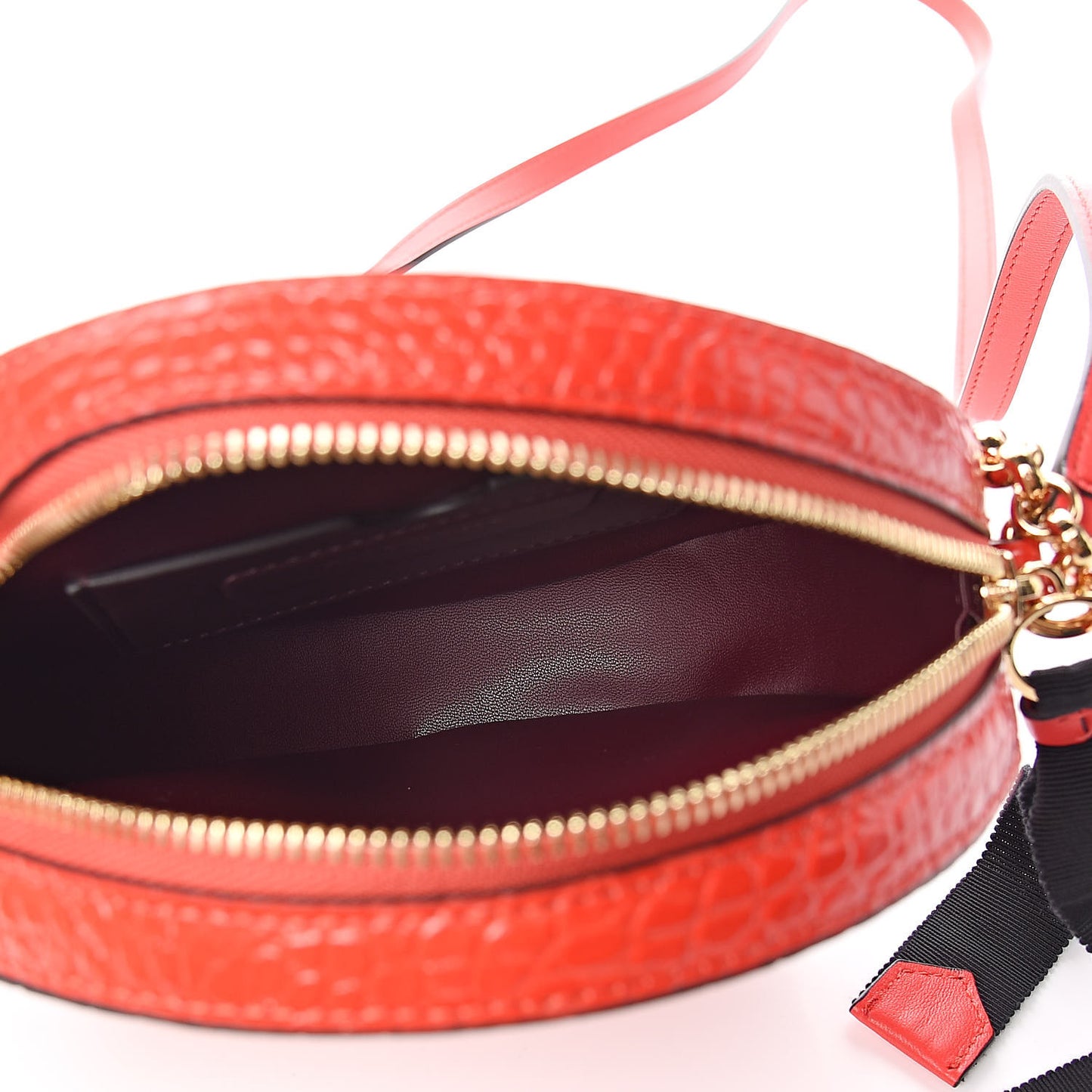 Calfskin Crocodile Embossed Eden Round Red