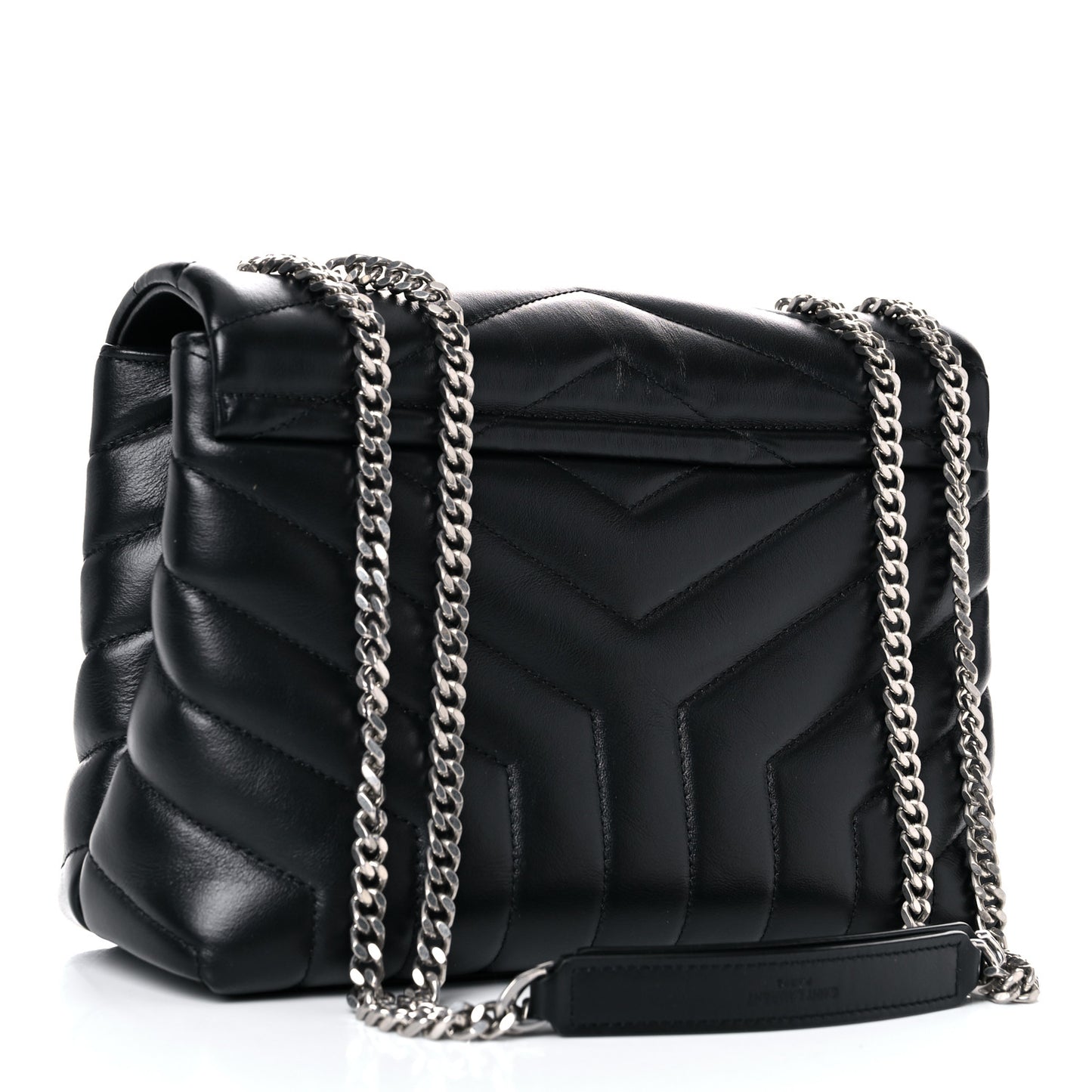 Calfskin Y Quilted Monogram Small Loulou Chain Satchel Black