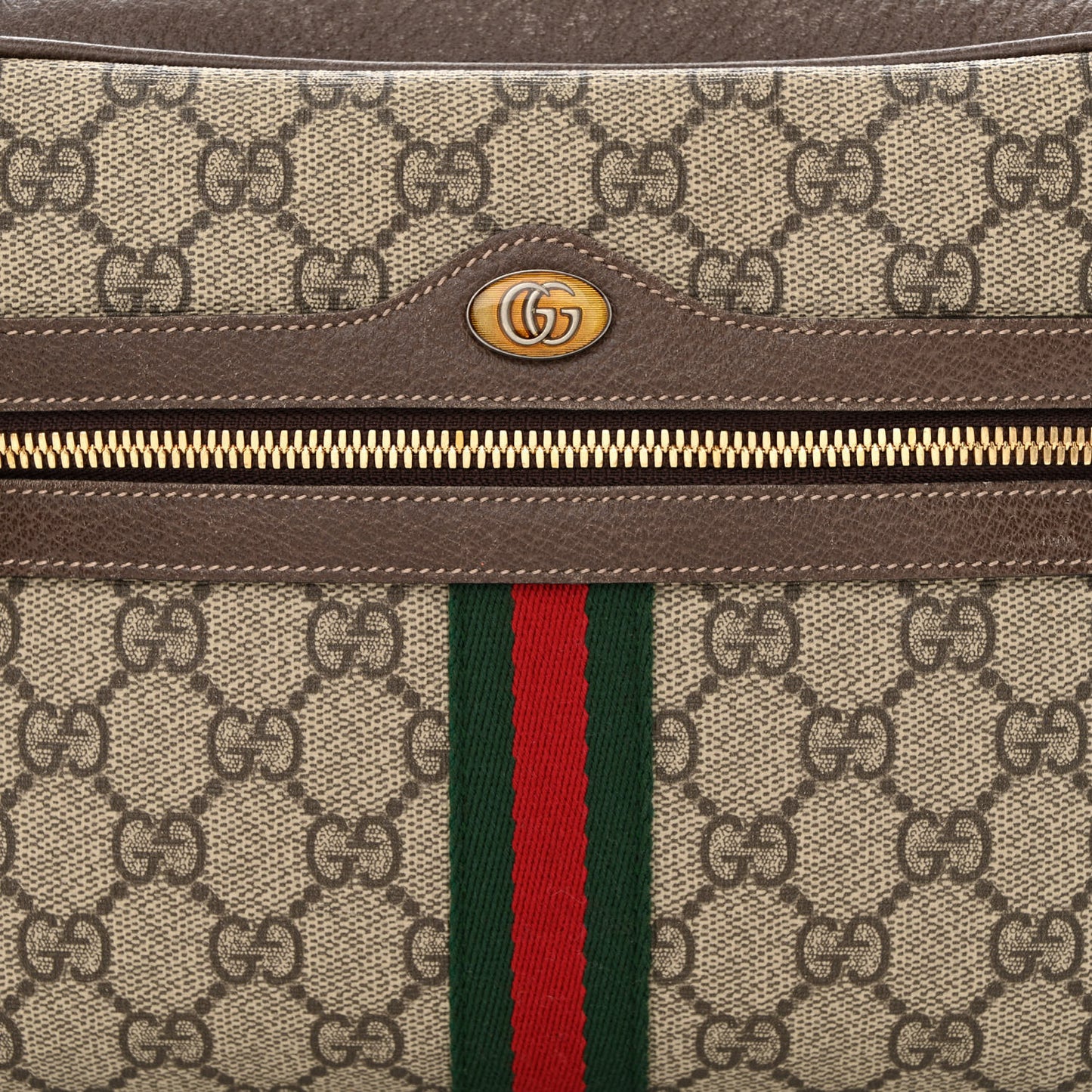 GG Supreme Monogram Web Small Ophidia Shoulder Bag Brown