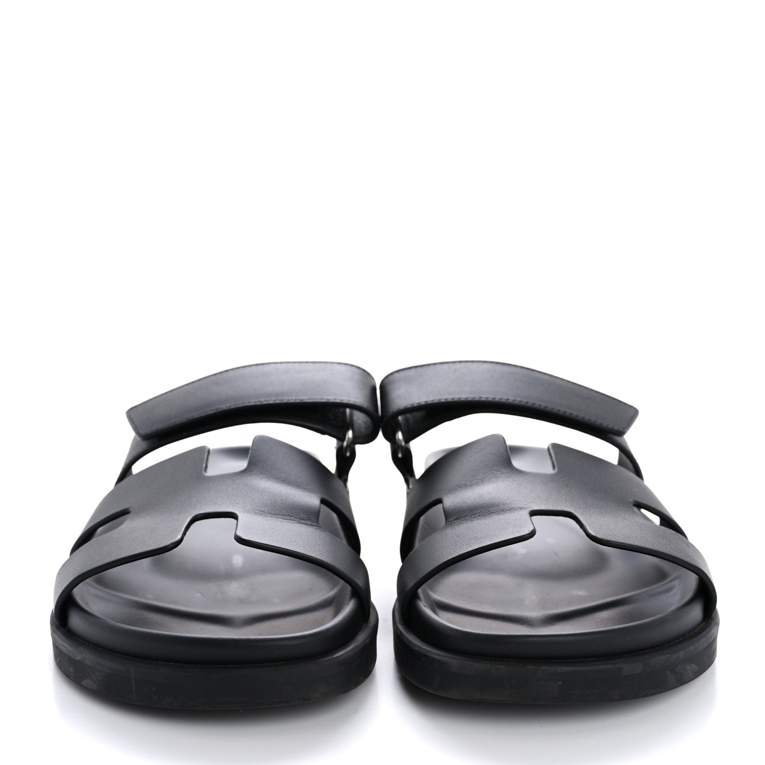 Hermes Calfskin Womens Chypre Sandals 36.5 Black 3 of 12