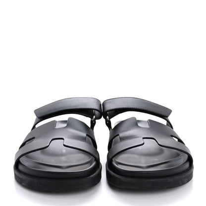 Hermes Calfskin Womens Chypre Sandals 36.5 Black 3 of 12