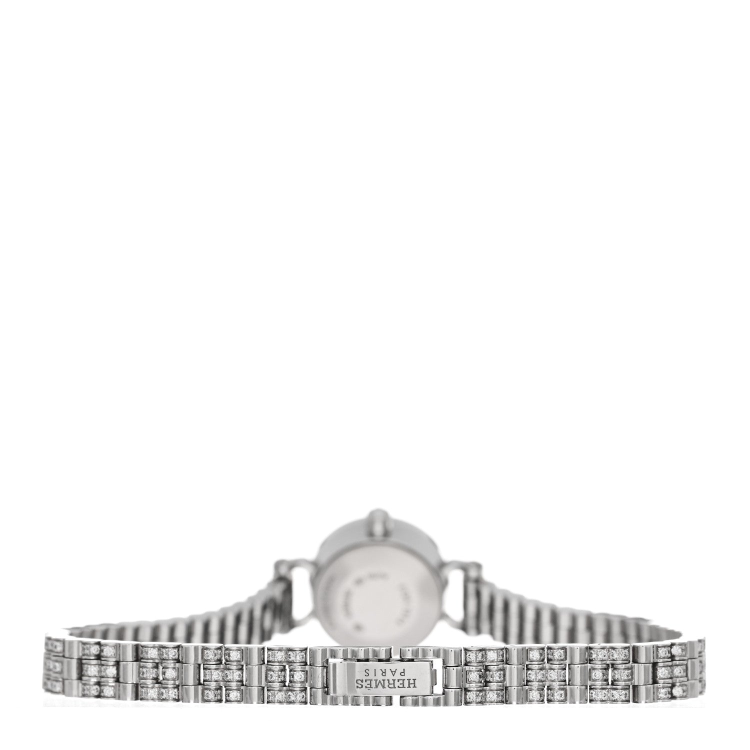Hermes 18K White Gold Diamond Pave Mother of Pearl 16mm Faubourg Quartz Watch 3 of 5