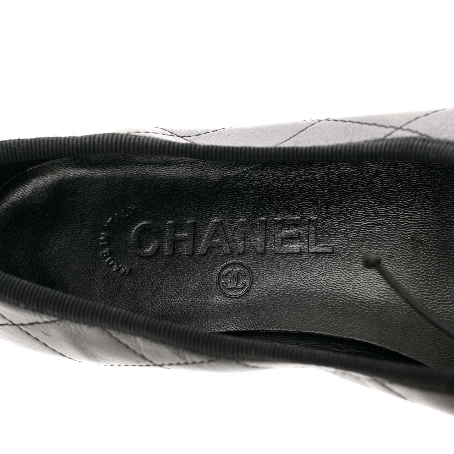 Lambskin Quilted Cambon Ballerina Flats 37.5 Black