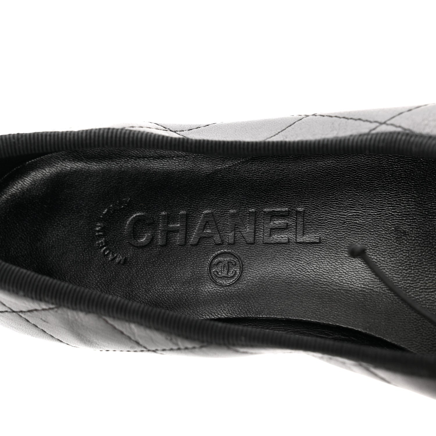 Chanel Lambskin Quilted Cambon Ballerina Flats 37.5 Black 7 of 7