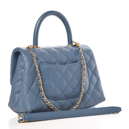 Chanel Caviar Quilted Mini Coco Handle Flap Blue 3 of 10