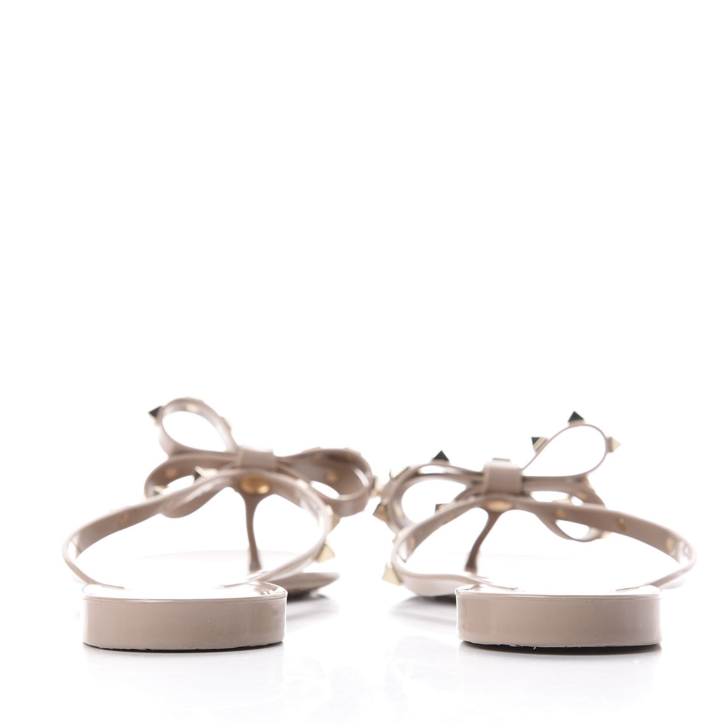 PVC Jelly Rockstud Bow Thong Sandals 40 Poudre