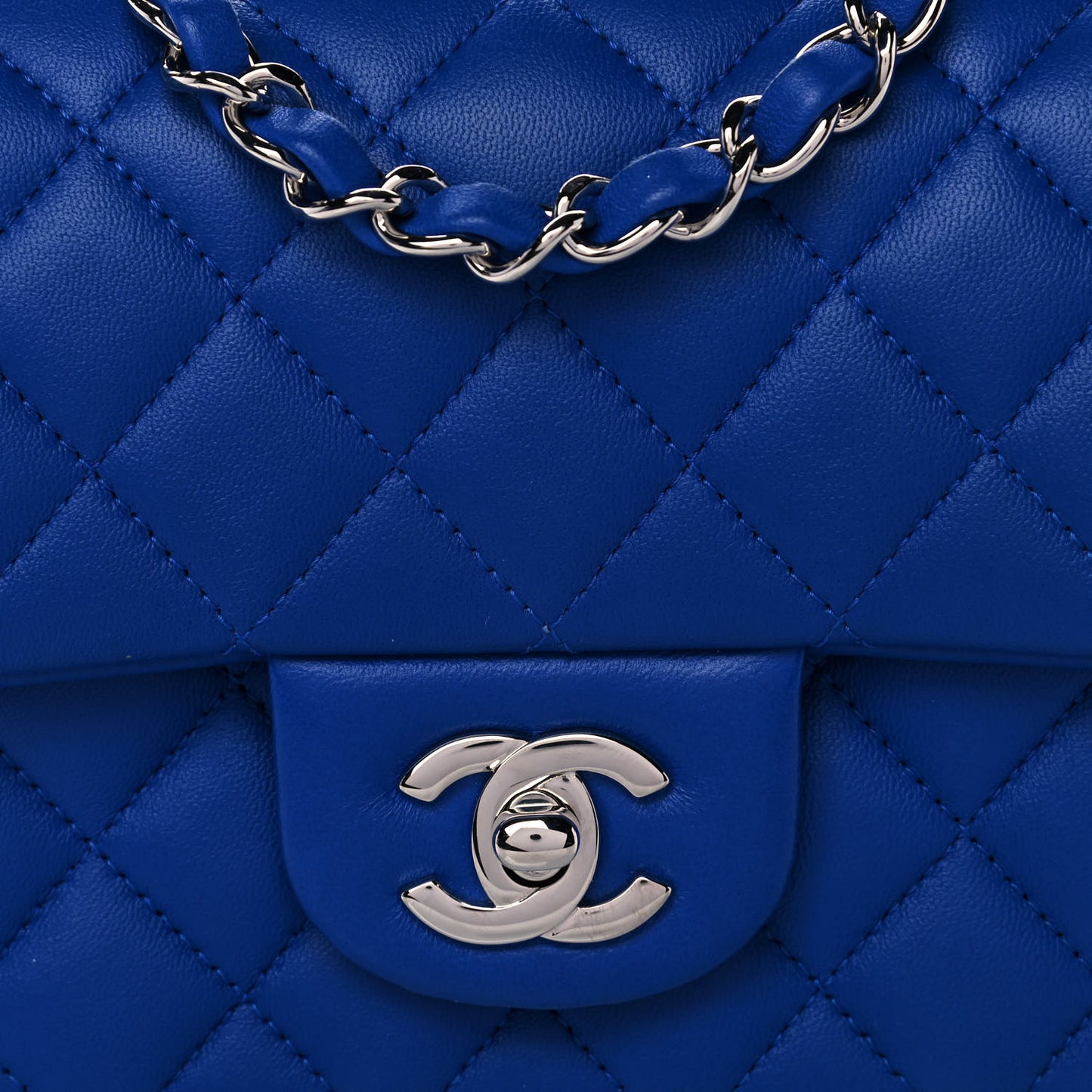Lambskin Quilted Mini Square Flap Royal Blue