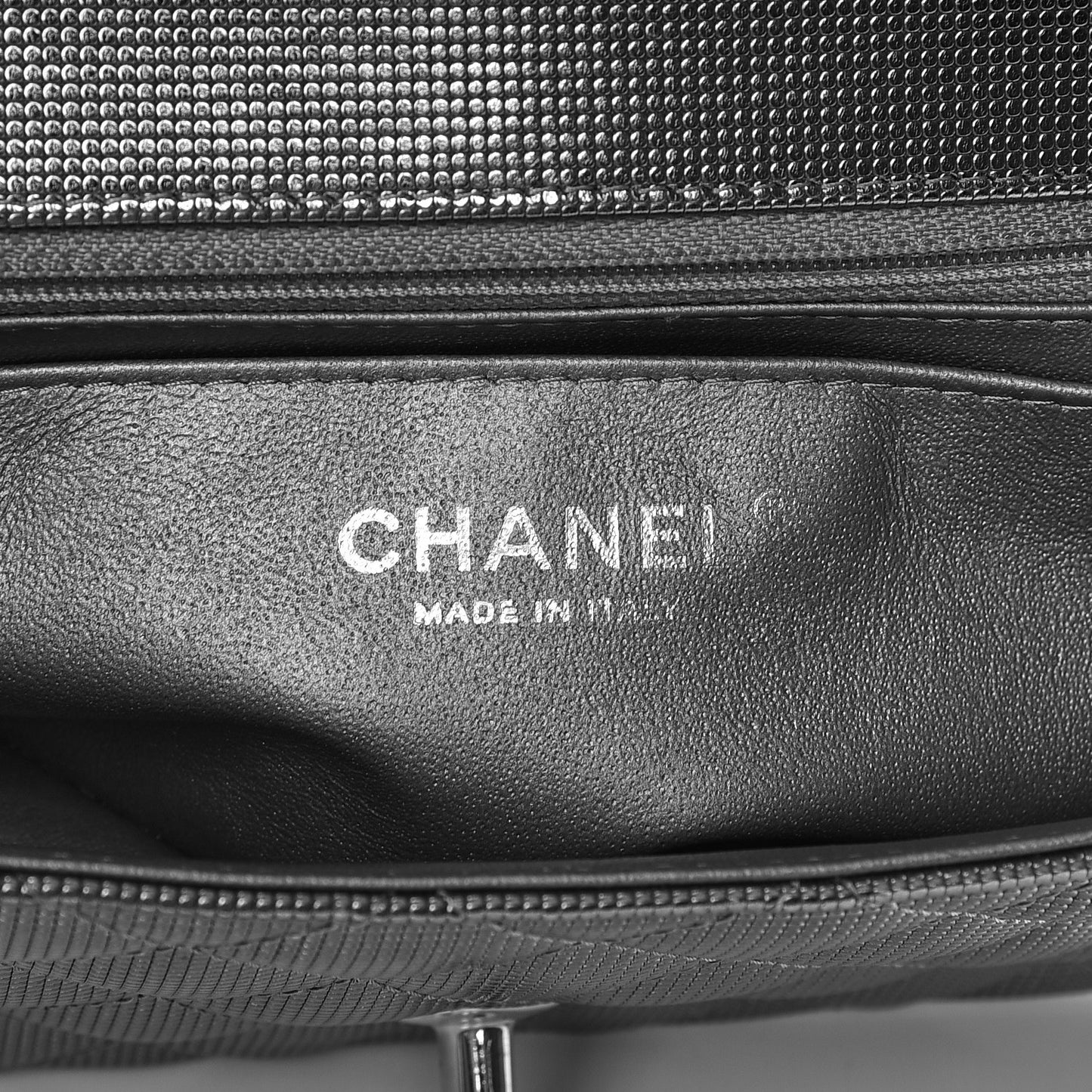 Metallic Calfskin Quilted Pixel Effect Mini Rectangular Flap Silver