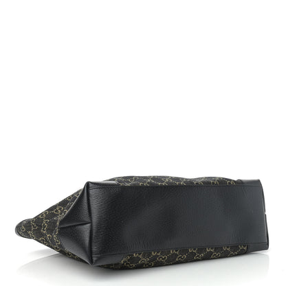 Gucci Jacquard Black Denim GG Monogram Medium Ophidia Shopping Tote Black Ivory 4 of 10