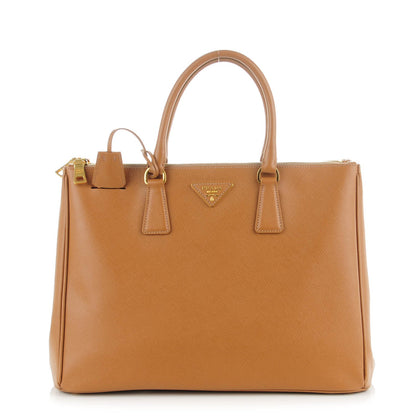 Prada Saffiano Large Galleria Double Zip Tote Caramel 1 of 9