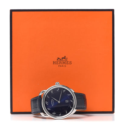 Hermes Stainless Steel Alligator 40mm Arceau Quartz Watch Bleu Abysse 5 of 5