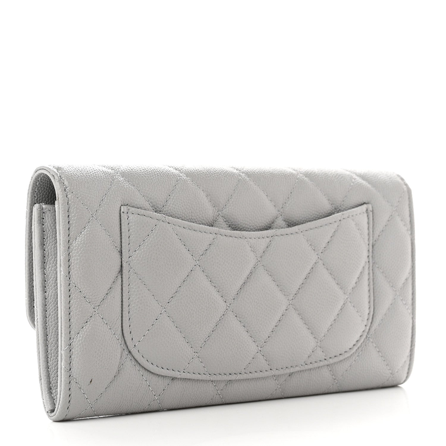 Chanel Caviar Quilted Large Flap Wallet Grey 3 of 9