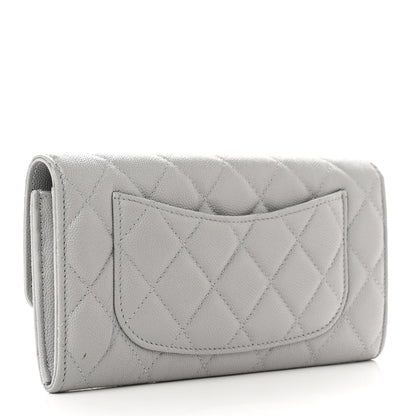 Chanel Caviar Quilted Large Flap Wallet Grey 3 of 9
