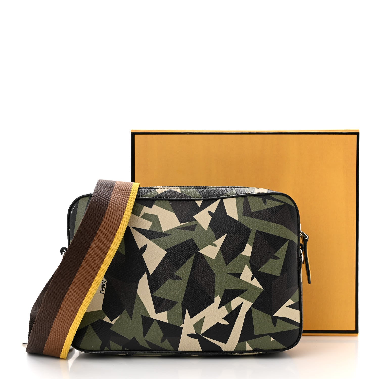 Fendi Textured Calfskin Bugs Camouflage Medium Camera Case Multicolor Military 15 of 15