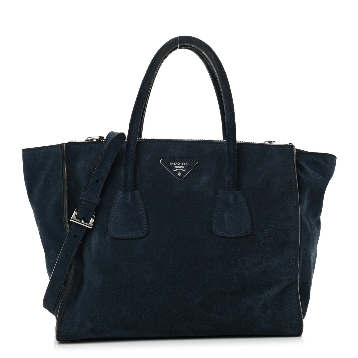 Suede Scamosciato Twin Pocket Tote Oltremare