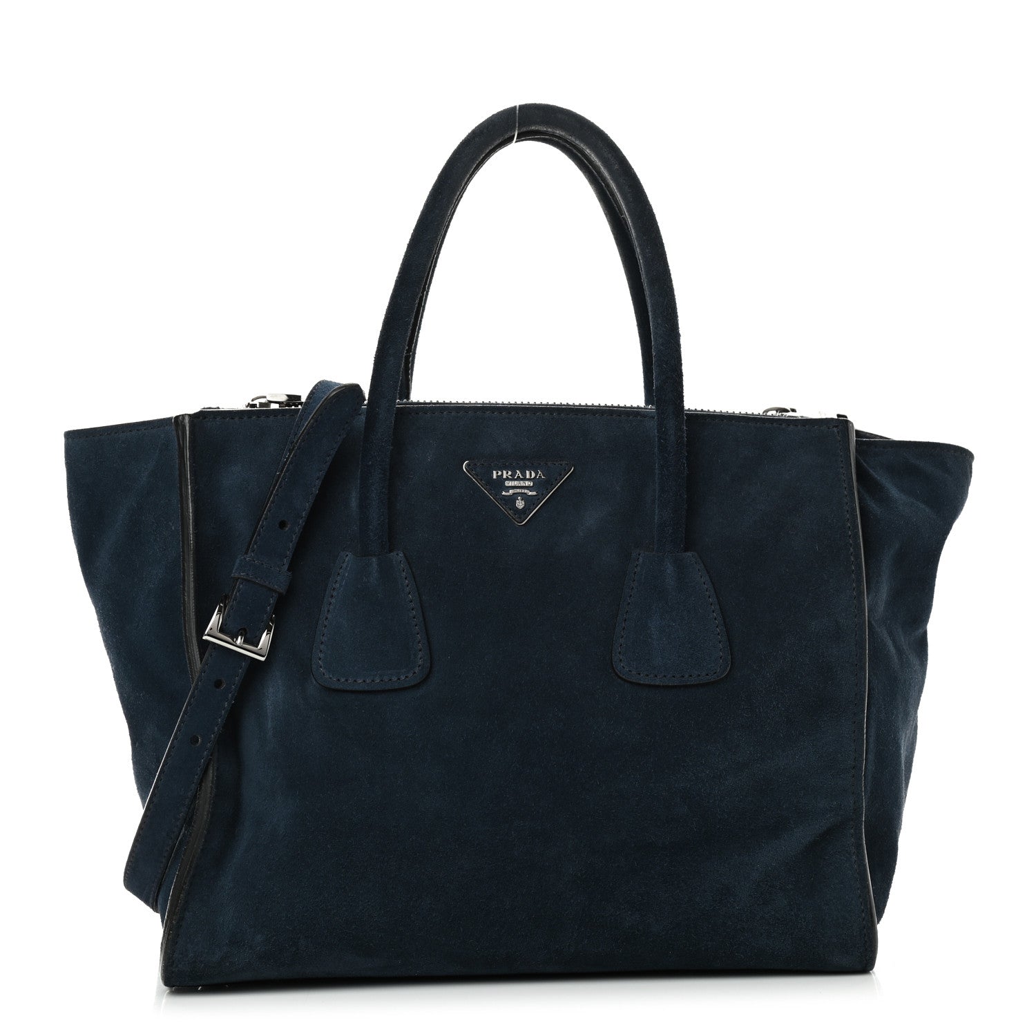 Prada Suede Scamosciato Twin Pocket Tote Oltremare 1 of 9