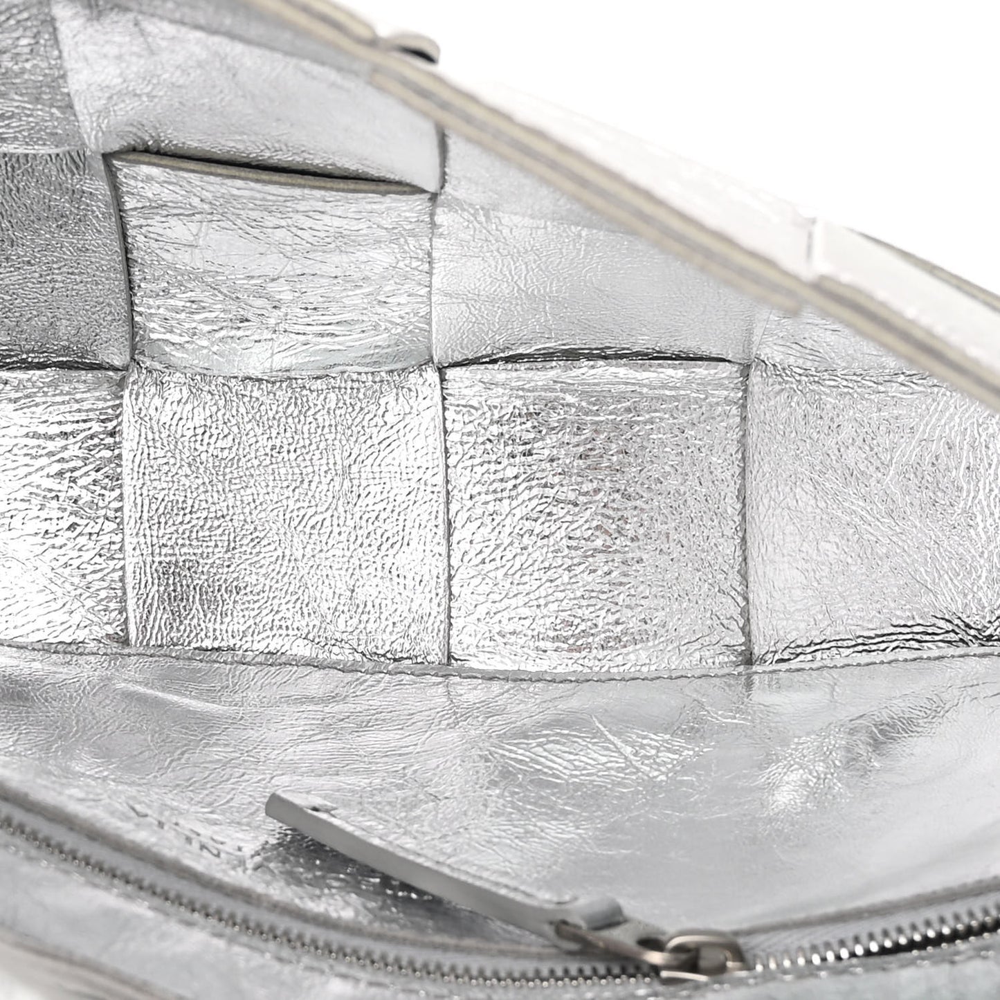 Metallic Lambskin Maxi Intrecciato Cassette Crossbody Bag Silver