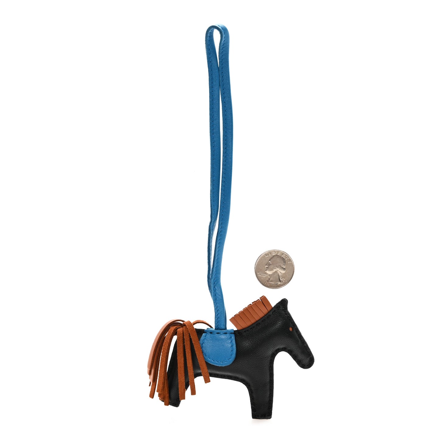 Milo Lambskin Grigri Rodeo Horse Bag Charm PM Black Gold Bleu Zanzibar