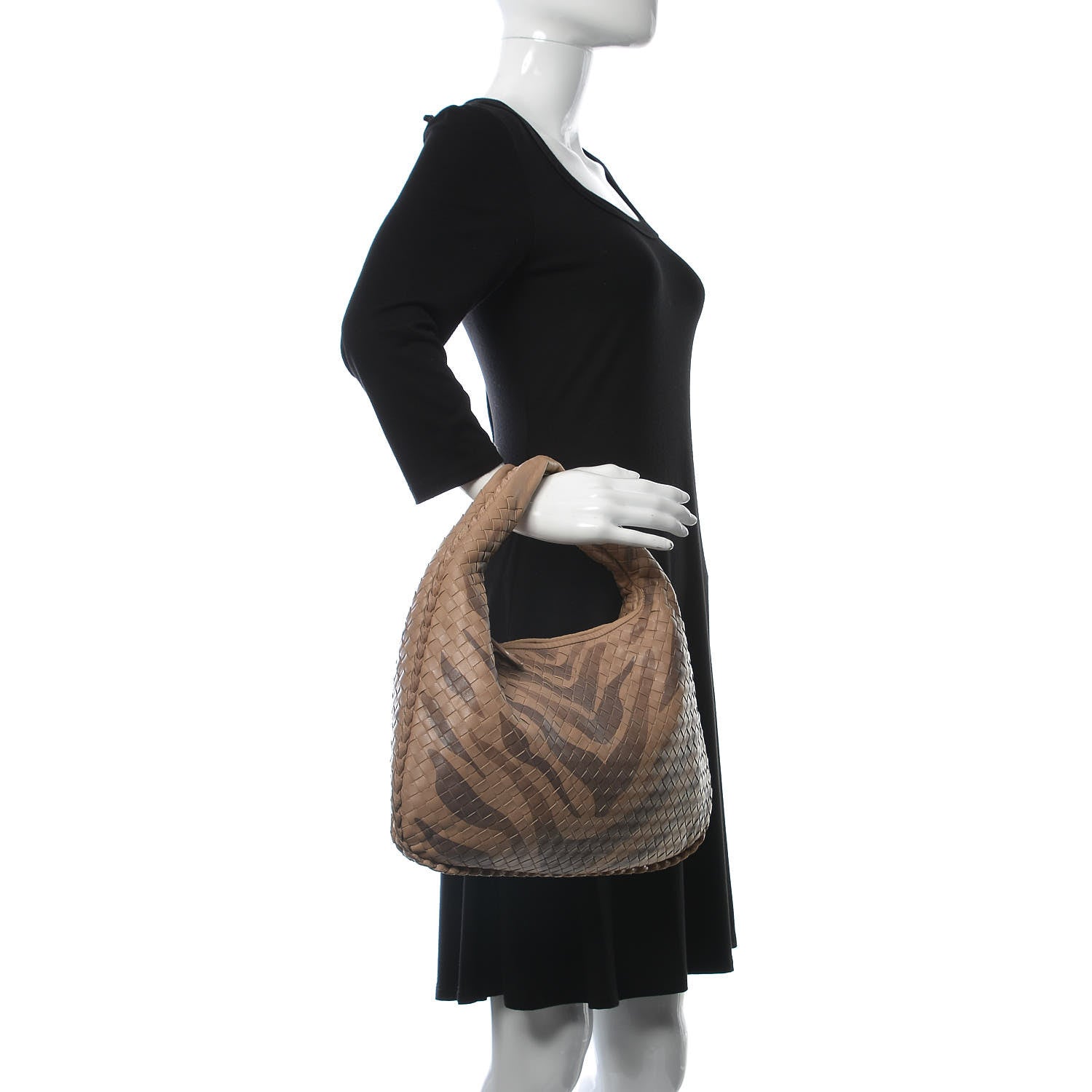 Bottega Veneta Nappa Snakeskin Intrecciato Medium Veneta Tiger Print Hobo Maple 2 of 10